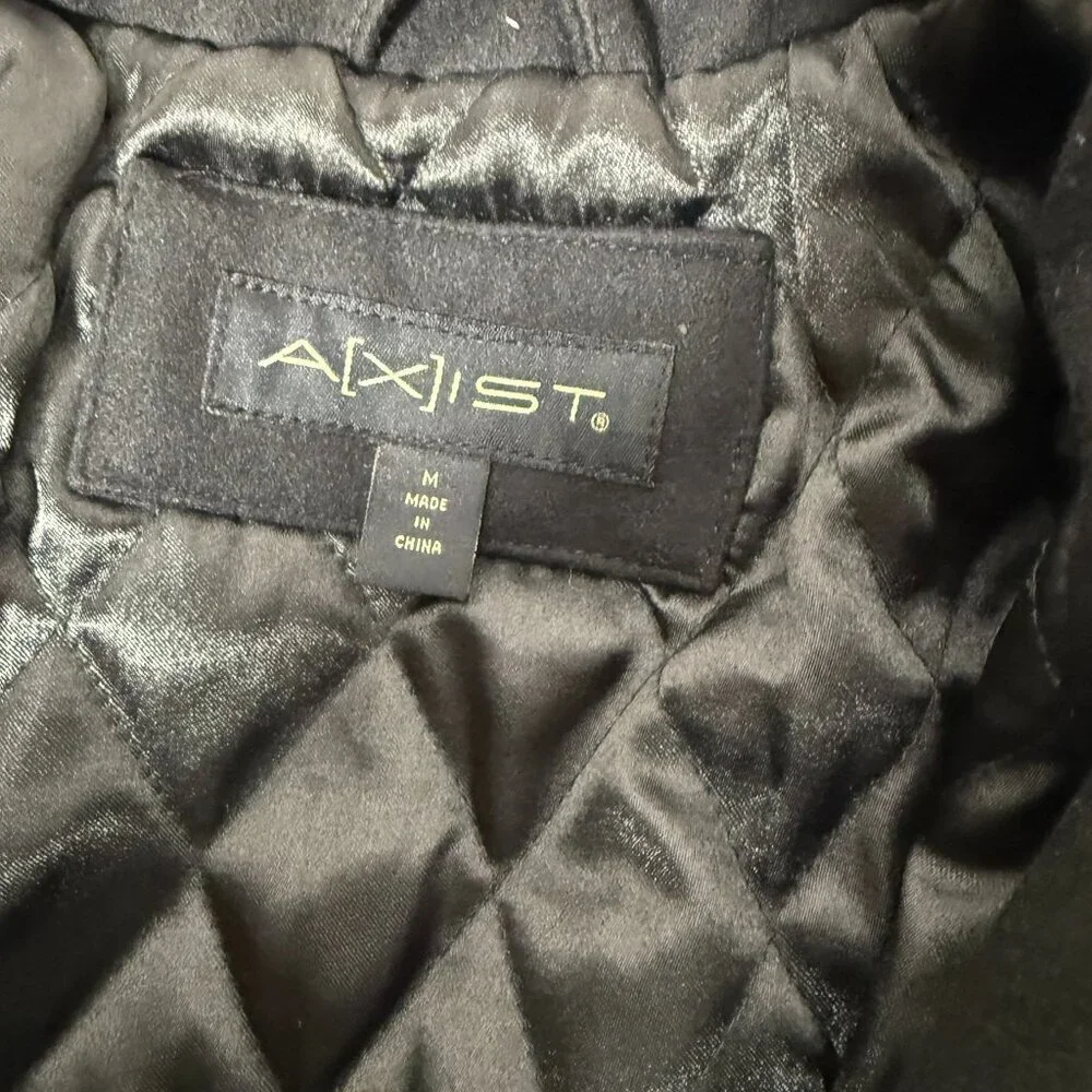 Duffle Coat- A[xist] Black, Size Medium, Wood Toggles Quilted Lining-EXCELLENT